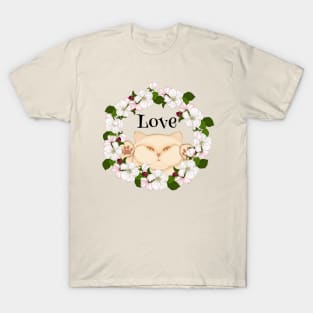 Cute cat lover in flowers. Love. T-Shirt